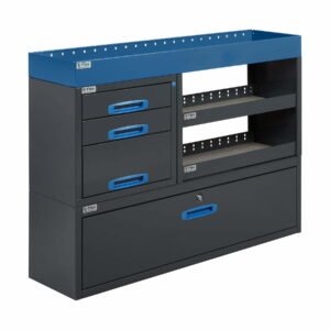 van racking system – shelves, drawers & cases (multiple sizes & configurations)